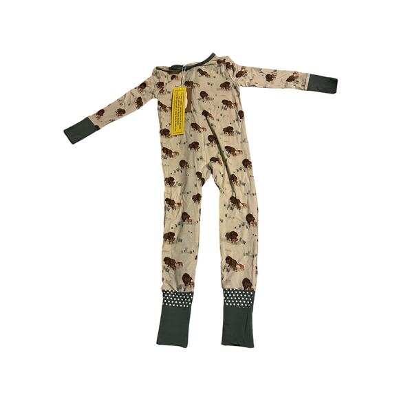 Angel Dear Bamboo Buffalo Print Footie 18-24M NWT Gender Neutral - Picture 2 of 4